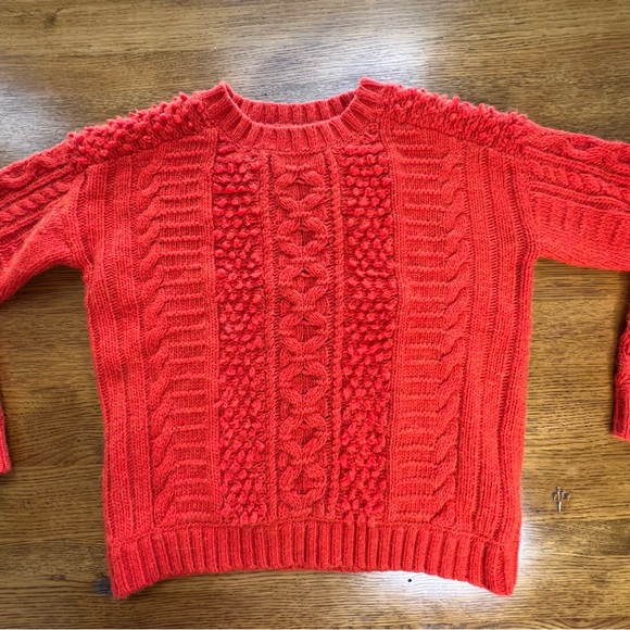 ⭐️ Banana Republic Cable Knit Sweater Orange Pullover Wool Alpaca Blend MEDIUM - Picture 8 of 12
